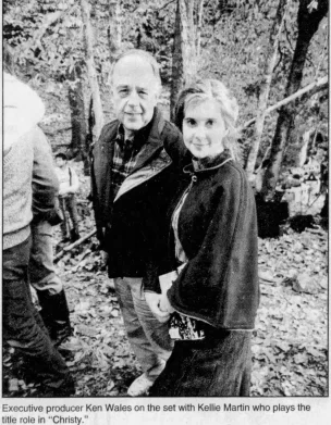 Ken Wales with Kellie Martin on Christy set