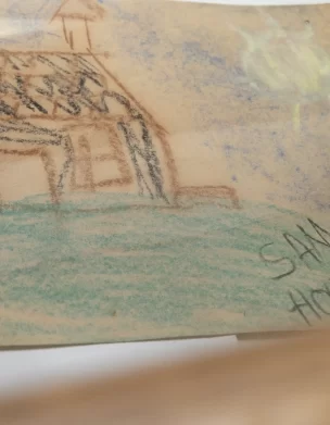 A drawing from a student named Sam Houston