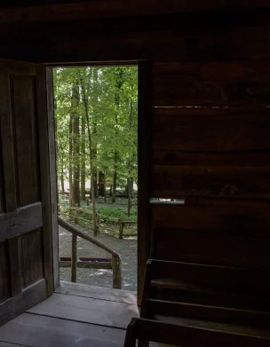 Interior the schoolhouse at the Museum of Appalachia