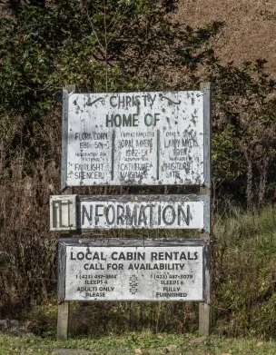 Close up of the sign Home of Christy in Chapel Hollow